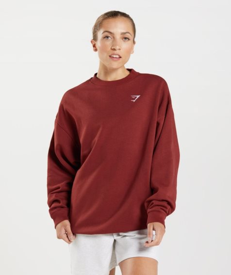 Women's Gymshark Training Oversized Sweatshirts Red | CA 3687AN